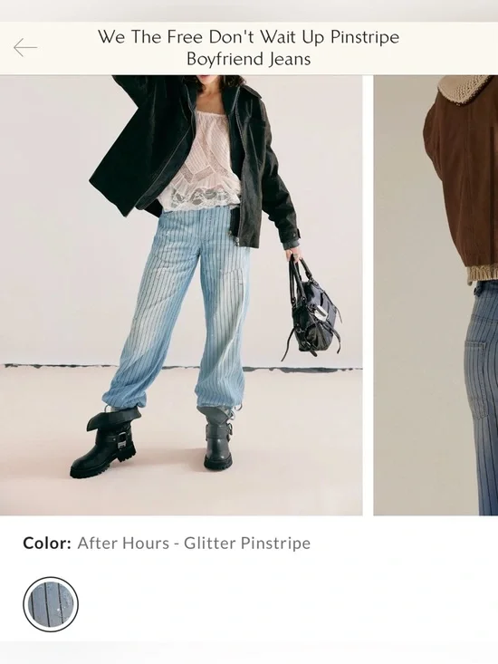 NWOT We the Free People Don't Wait Up Pinstripe Boyfriend Jeans After Hours - 25 - Picture 12 of 17